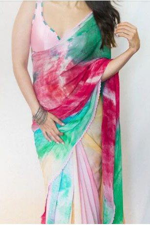 ALIA BHATT MULTI COLOR CHIFFON SAREE