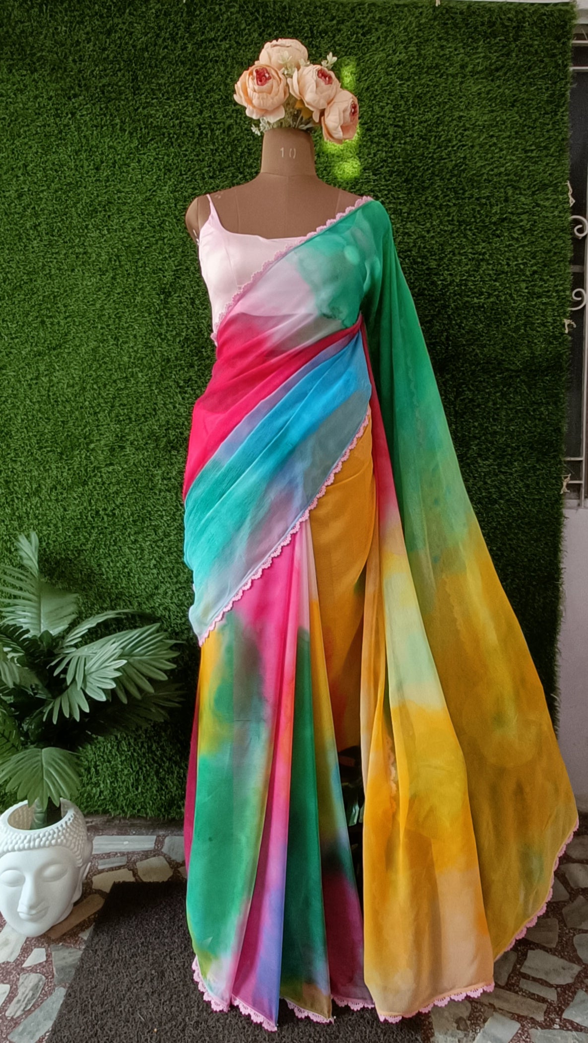 hand dyed, most popular, latest collection, chiffon saree, fancy Elegant, latest design, Beautiful saree, Trending now, Bollywood actress, alia bhatt inspired, alia chiffon sari, sarees 2023, designer  Manishmalhotra, multi color dyed, tie and dye
