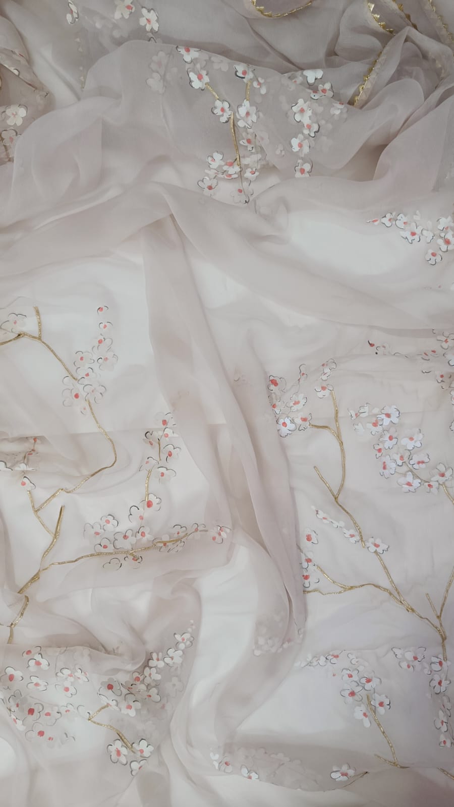 HAND PAINTED APPLE BLOSSOM STRAIGHT SUIT