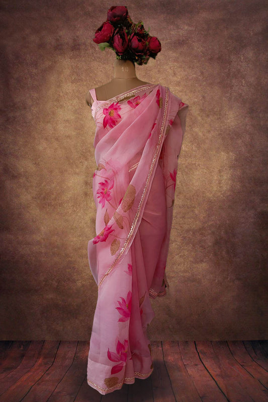 ROSE GOLD WATER LILY ORGANZA SAREE