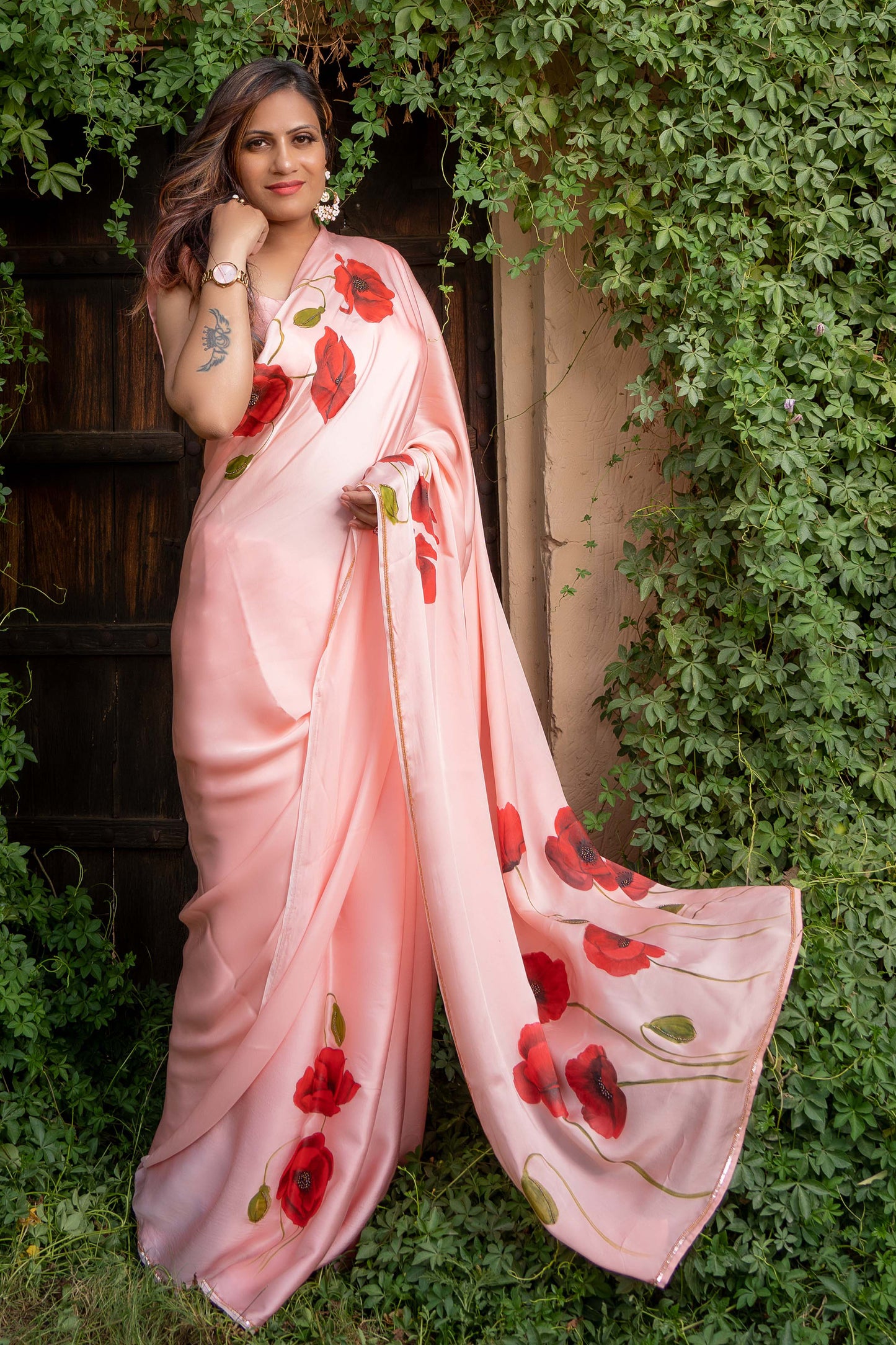 PEACH POPPIES SAREE