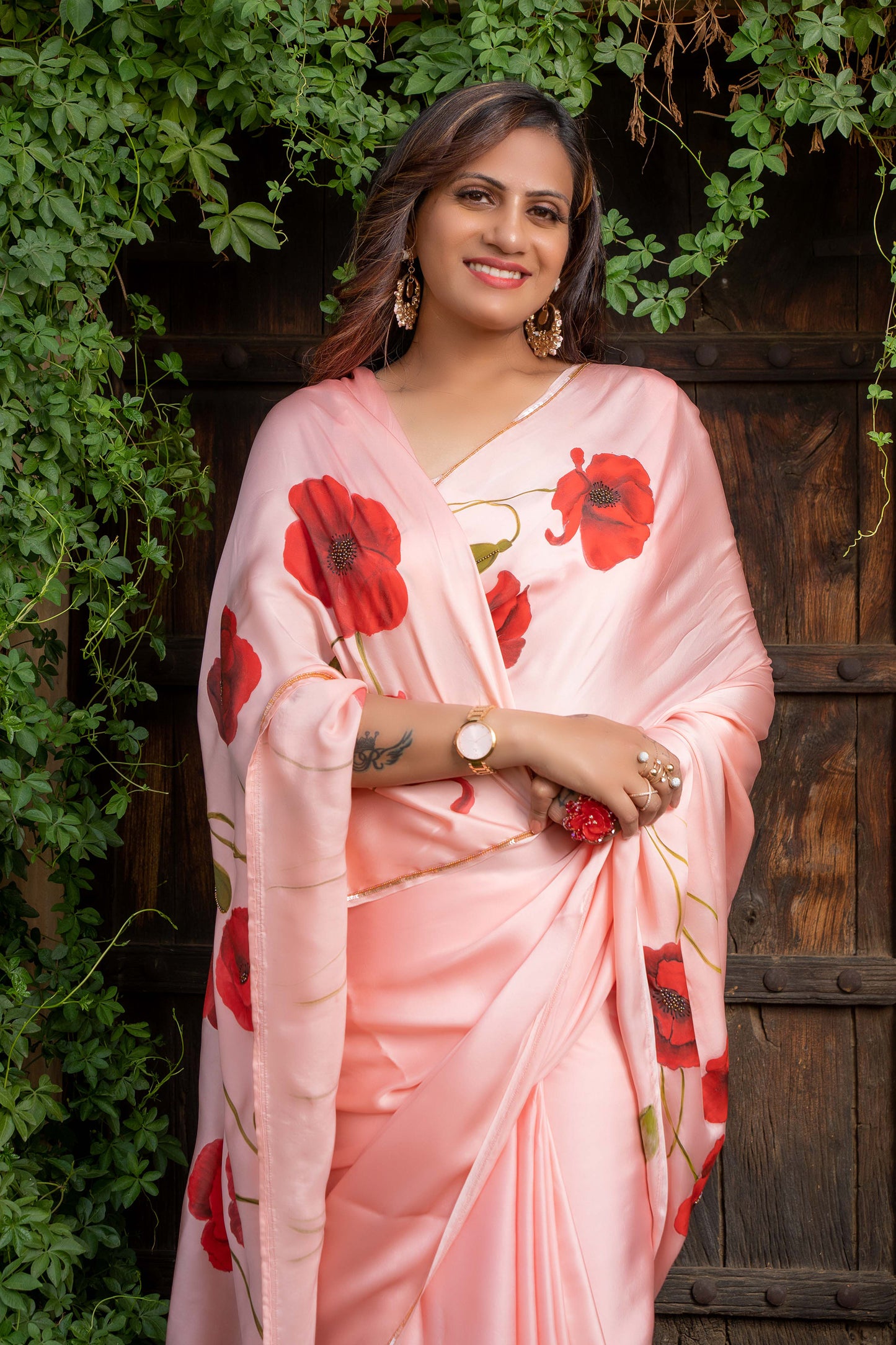 PEACH POPPIES SAREE