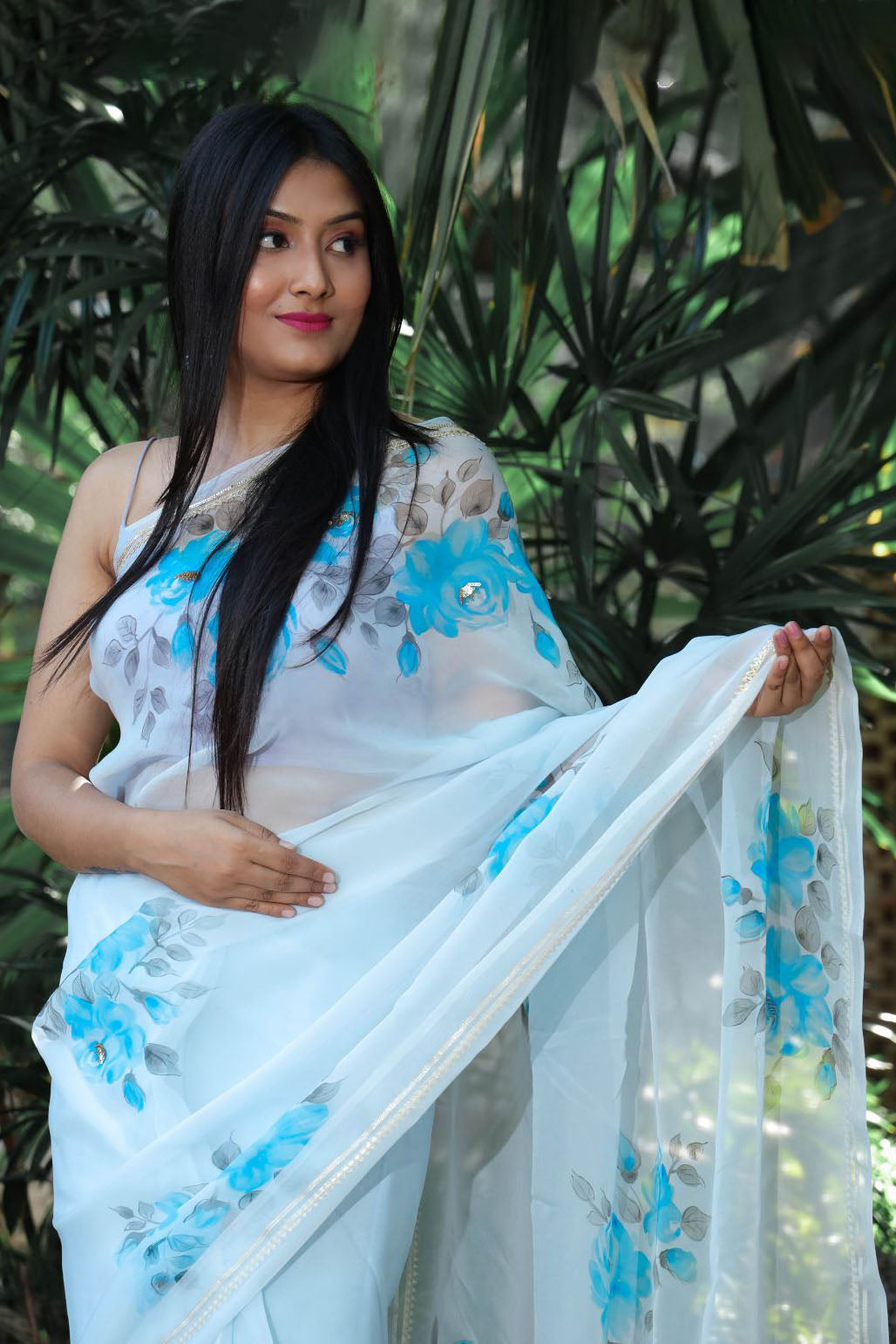 BLUE ROSE ORGANZA SAREE