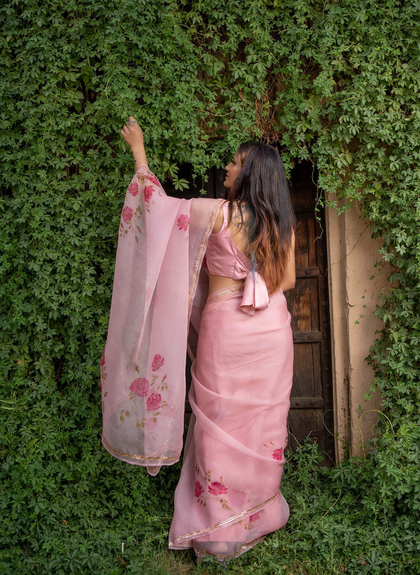 INDIAN ROSE GOLD ORGANZA SAREE