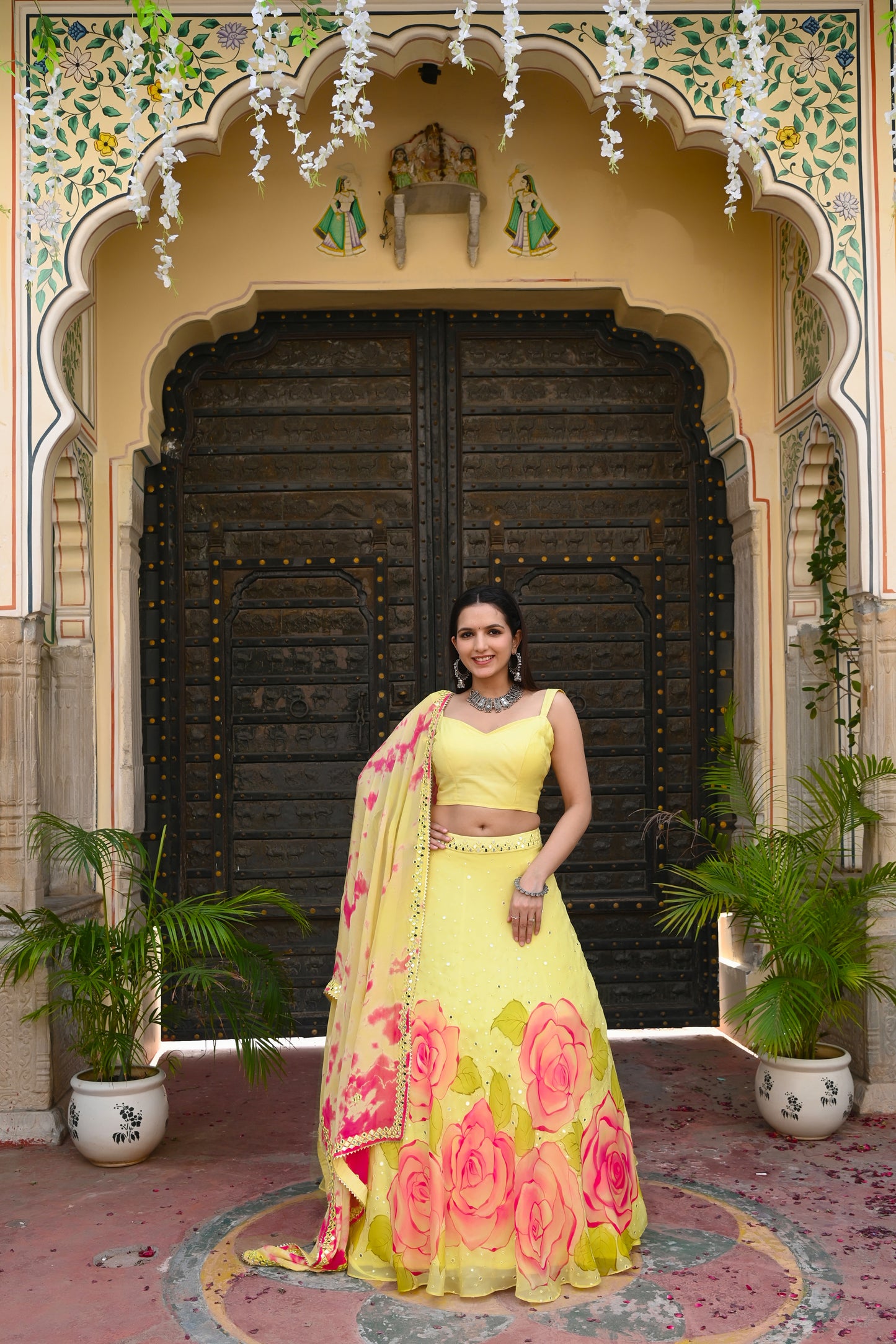 ROSE ORGANZA LEHENGA