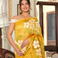 YELLOW PLUMERIA BLOOMS SAREE