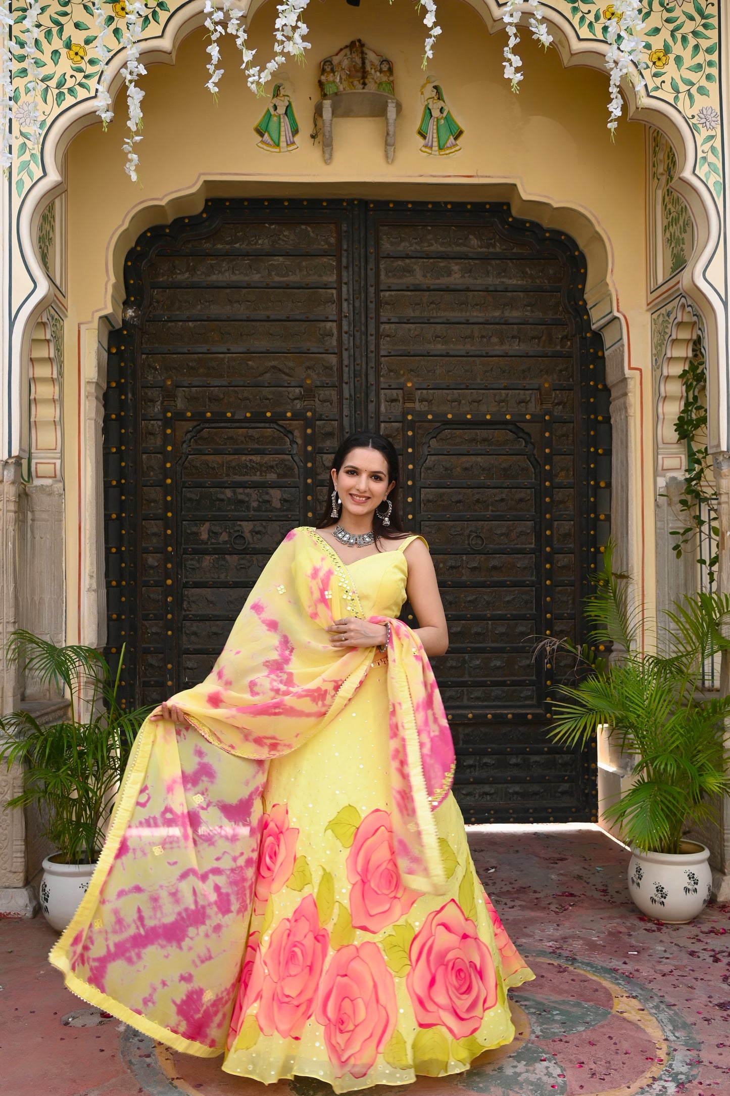 ROSE ORGANZA LEHENGA