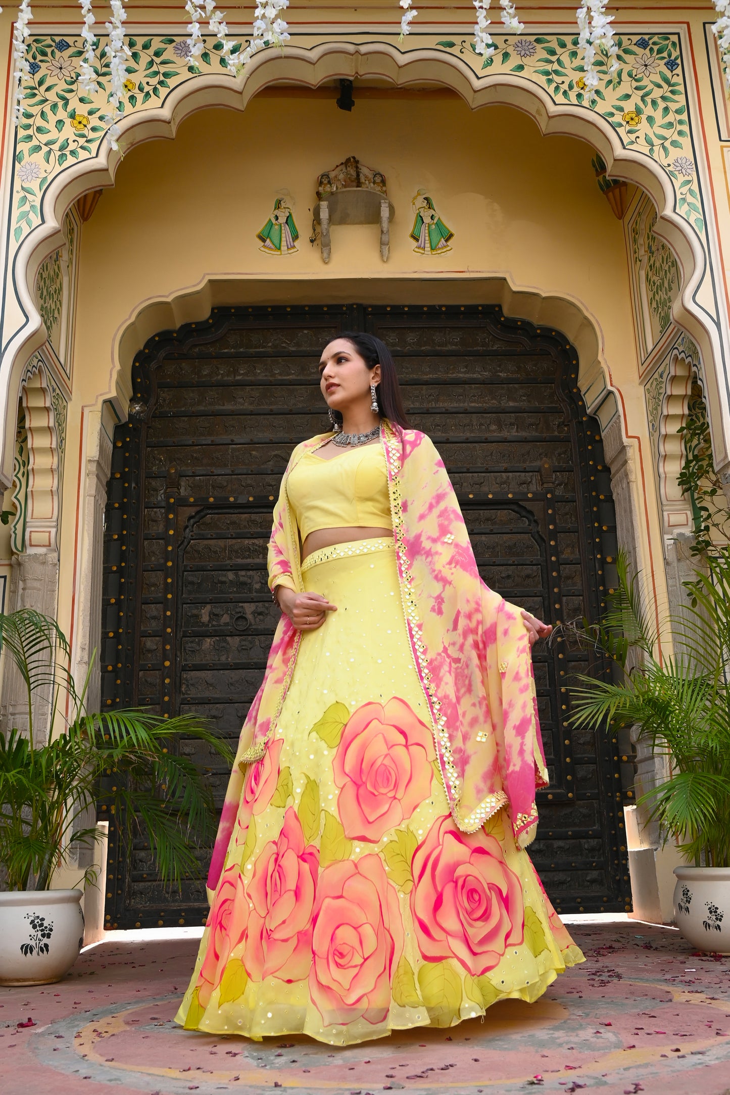 ROSE ORGANZA LEHENGA