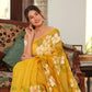 YELLOW PLUMERIA BLOOMS SAREE