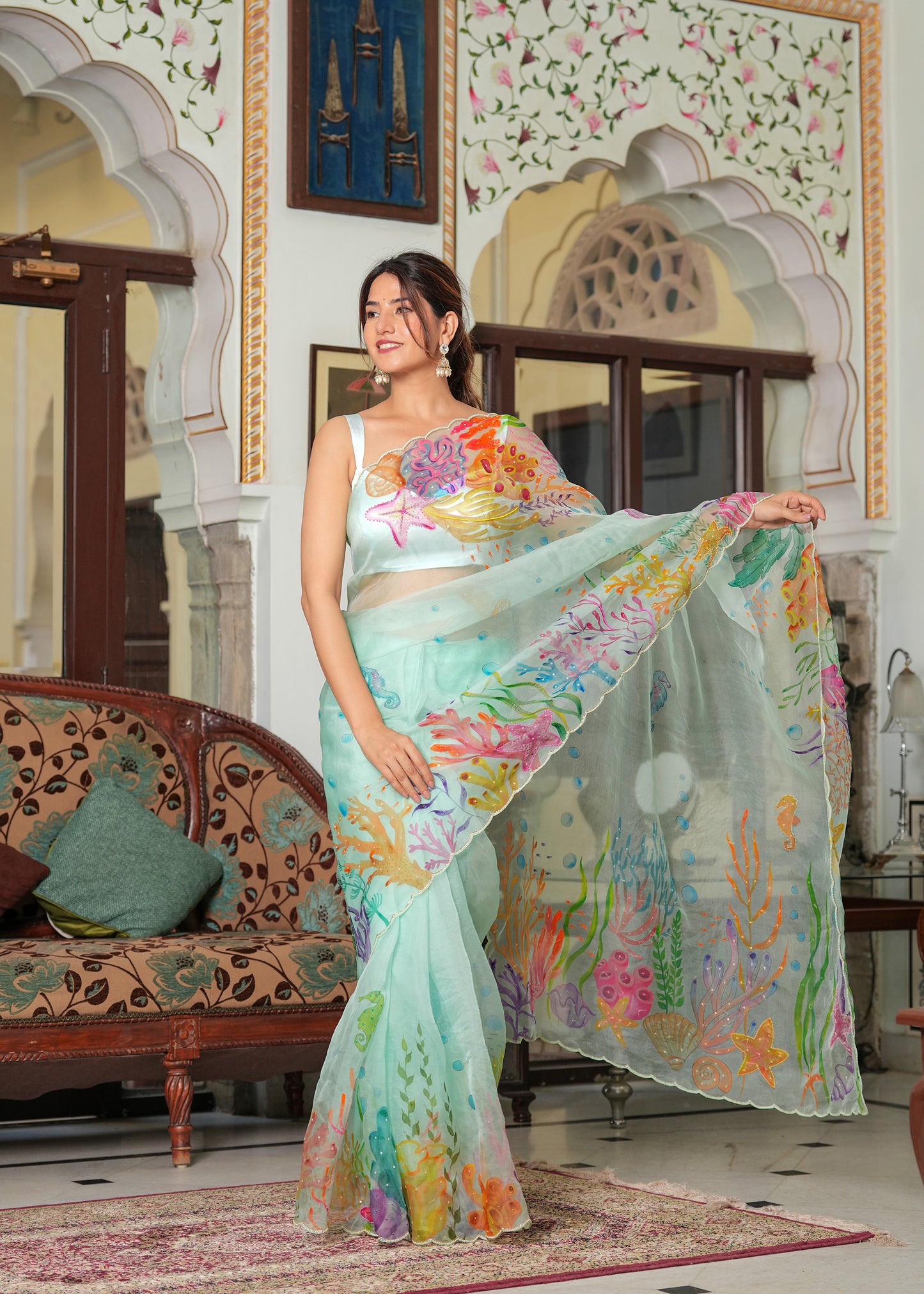 AQUA CORAL BLISS SAREE