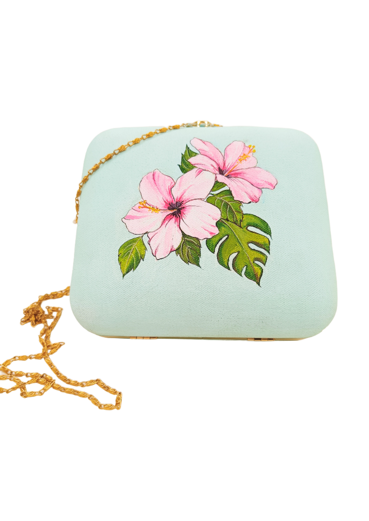 HAND PAINTED HIBISCUS CLUTCH
