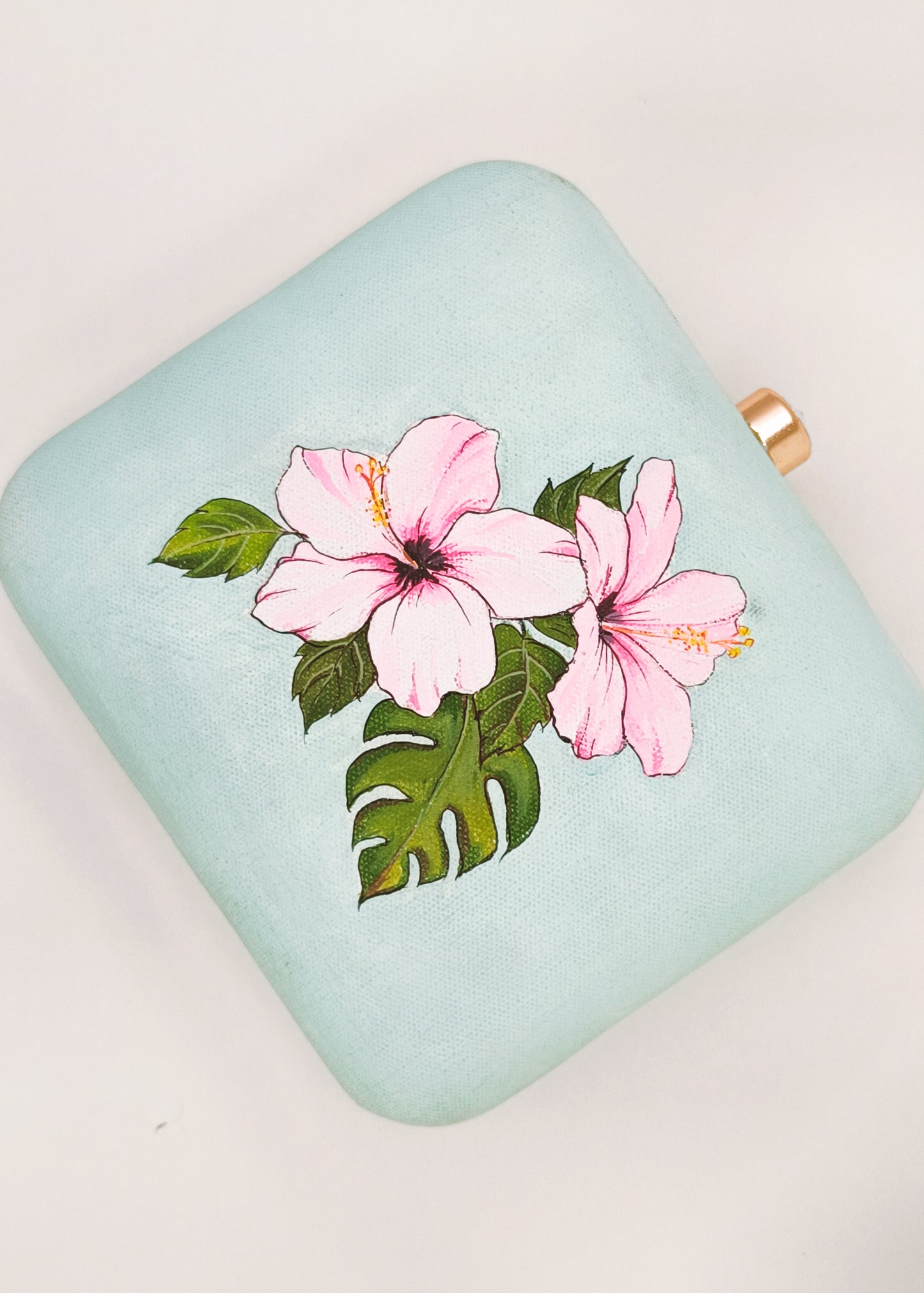 HAND PAINTED HIBISCUS CLUTCH