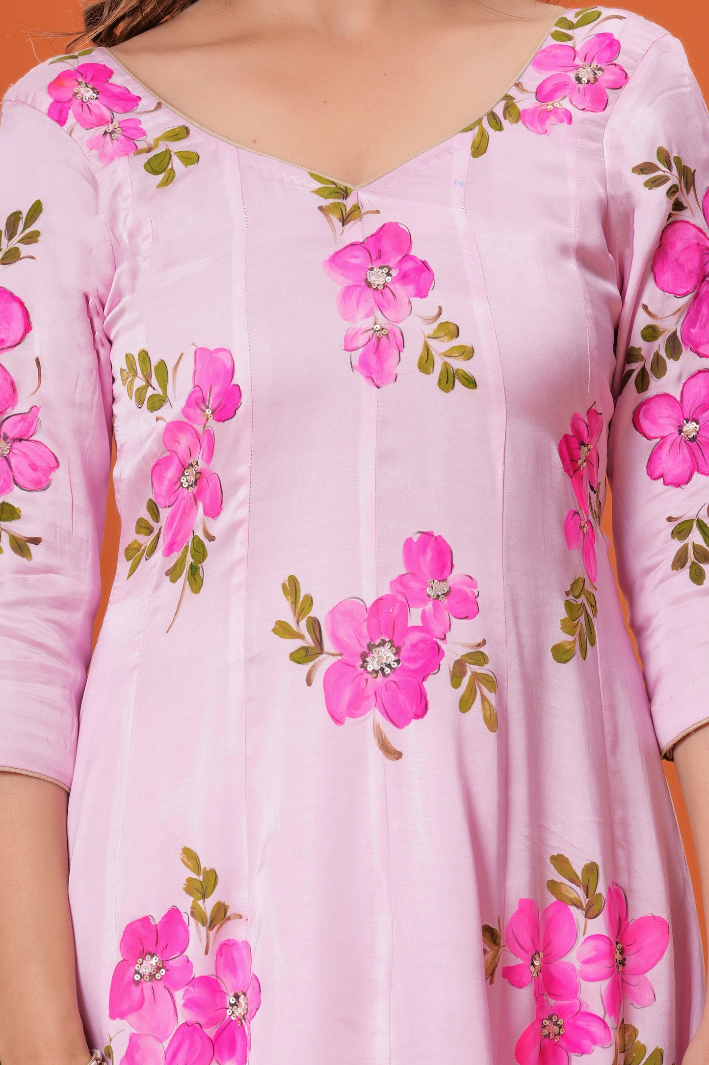 BLUSH BLOOM HAND-PAINTED ANARKALI