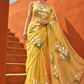 Bell Flower Hand-Painted Pure Silk Organza Saree