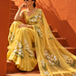 Bell Flower Hand-Painted Pure Silk Organza Saree