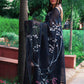 HAND PAINTED BLACK ORGANZA SAREE