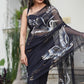 BLACK CELESTIAL CRANE SAREE