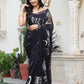 BLACK CELESTIAL CRANE SAREE