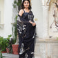 BLACK CELESTIAL CRANE SAREE