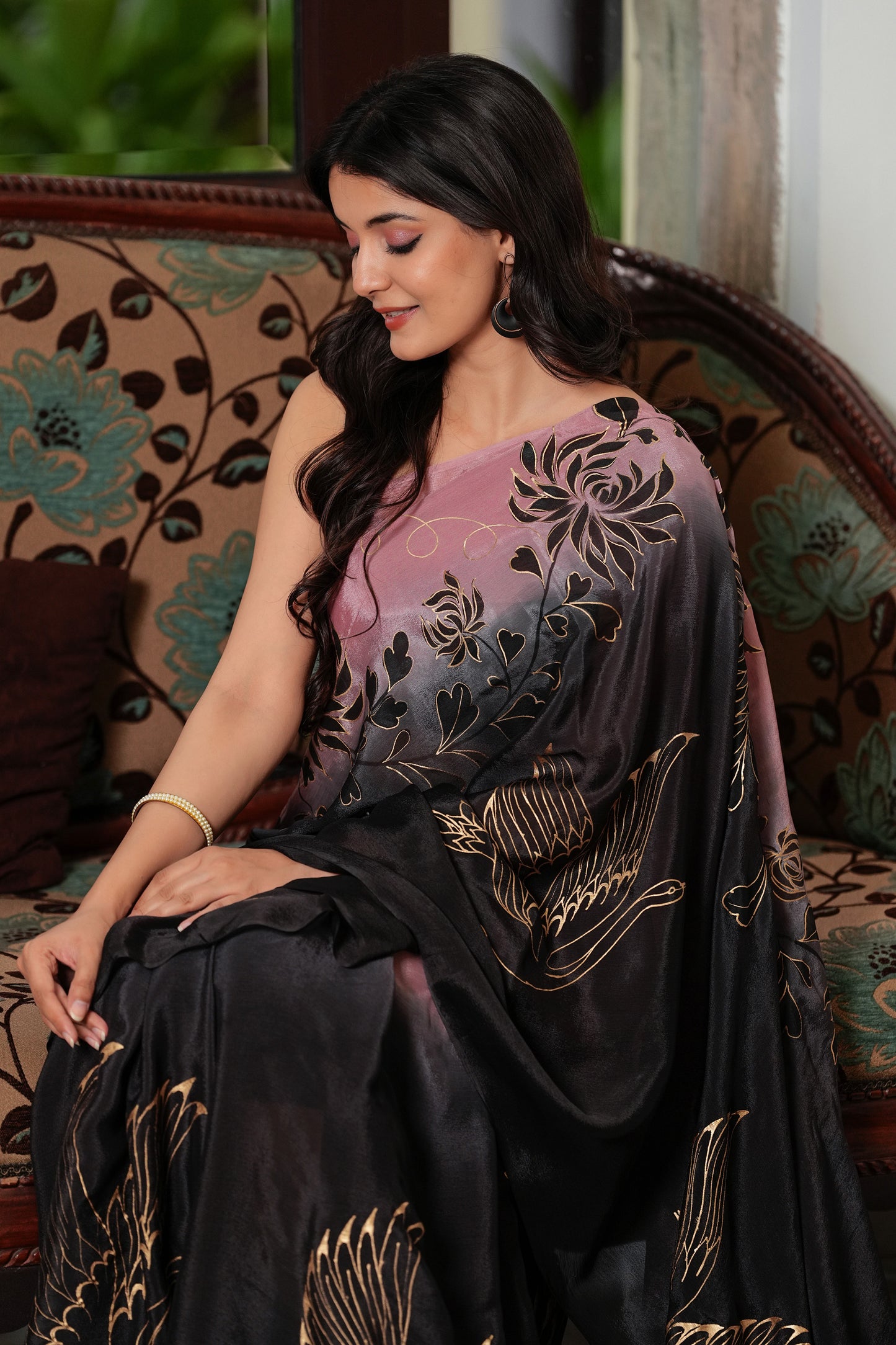 CRANES IN TWILIGHT SAREE