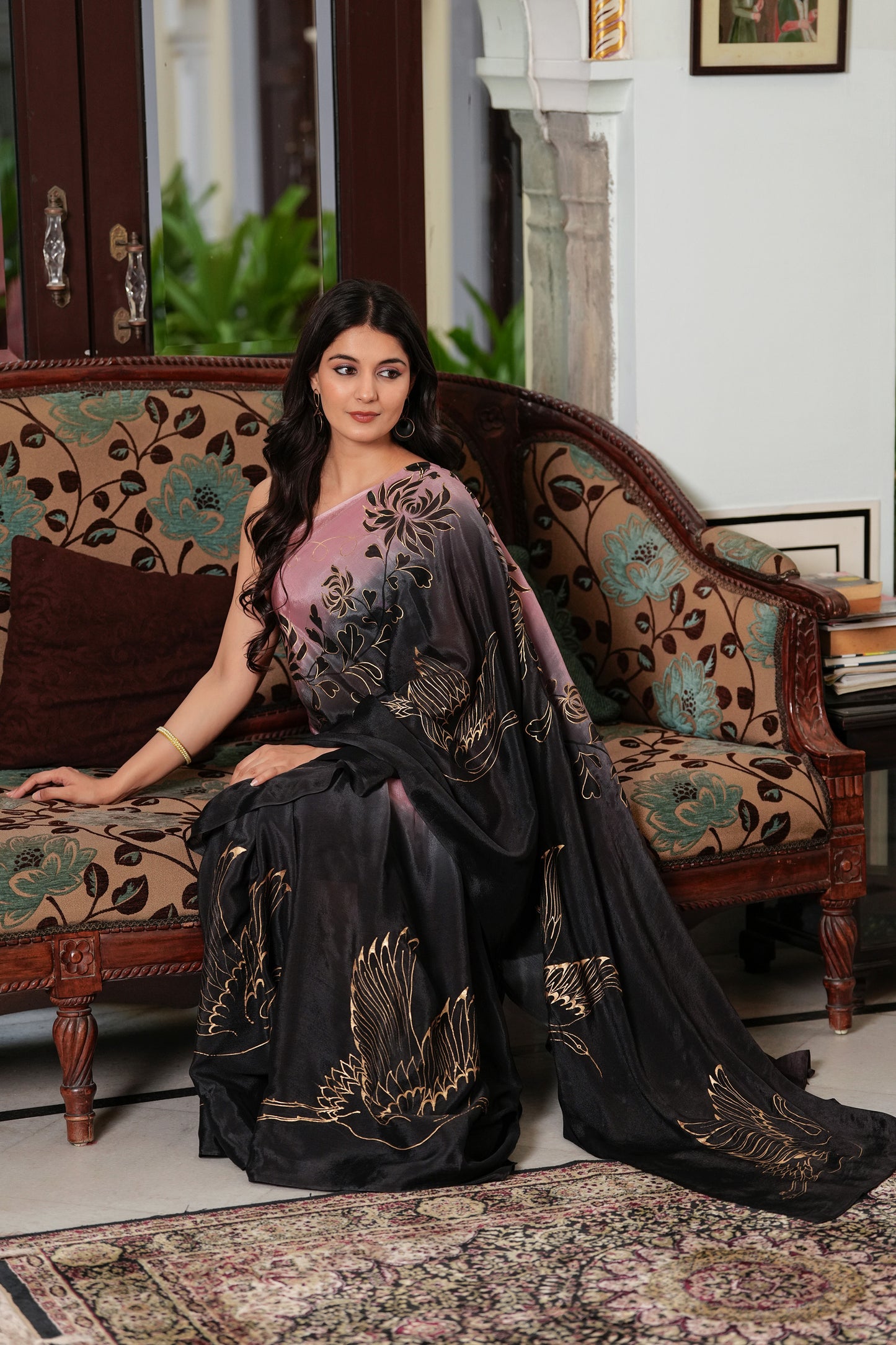 CRANES IN TWILIGHT SAREE