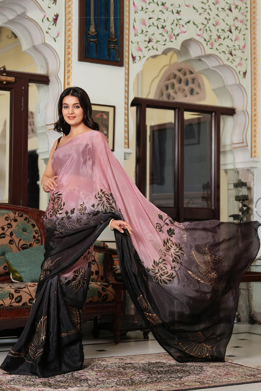 CRANES IN TWILIGHT SAREE