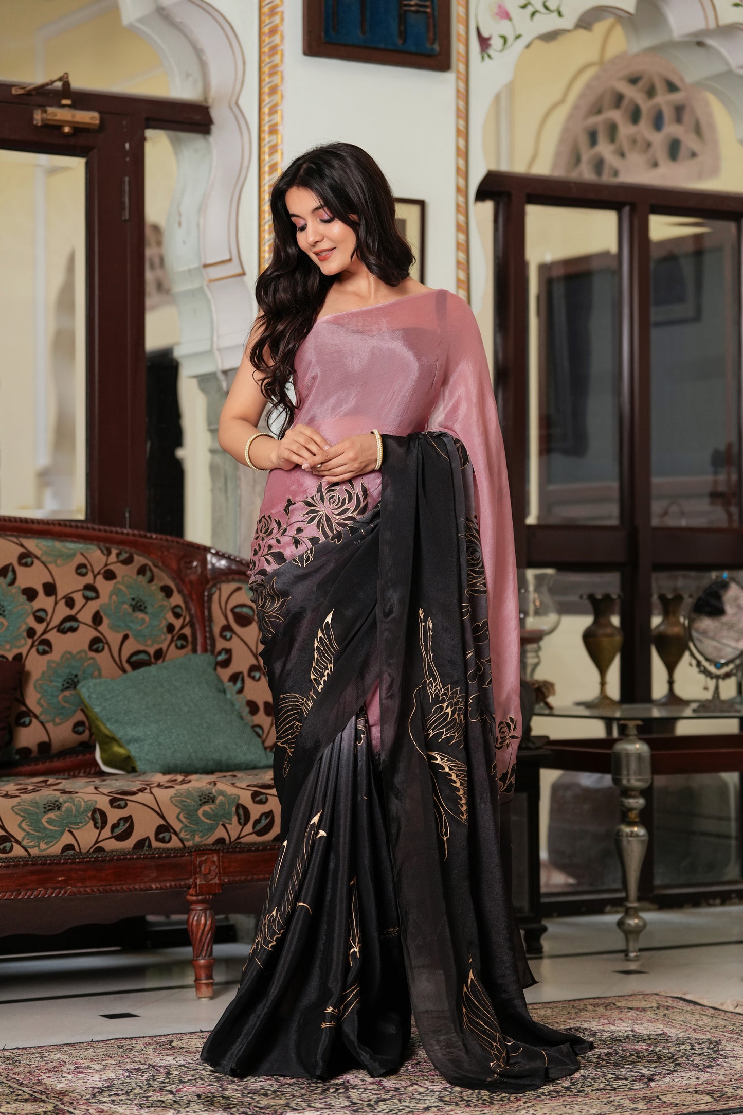 CRANES IN TWILIGHT SAREE