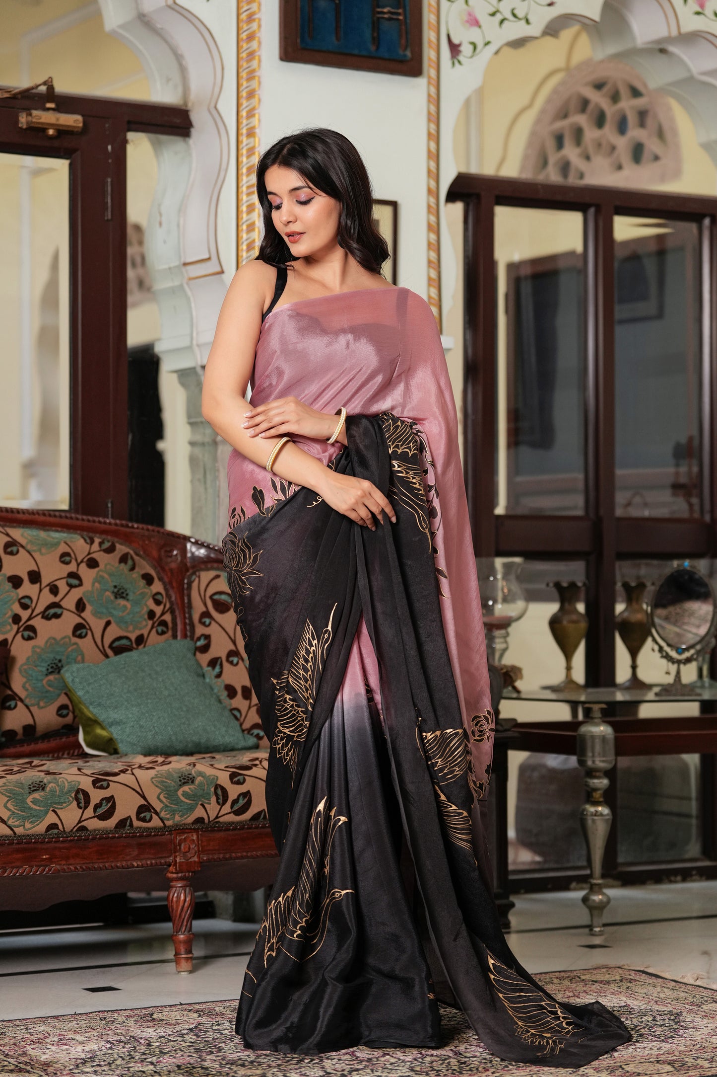 CRANES IN TWILIGHT SAREE