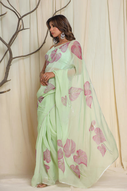CALLA LILY ORGANZA SAREE