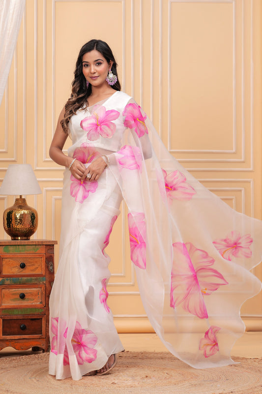 BLOOMING HIBISCUS SAREE