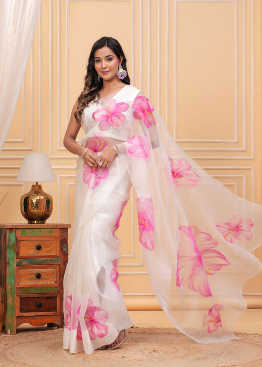 BLOOMING HIBISCUS SAREE