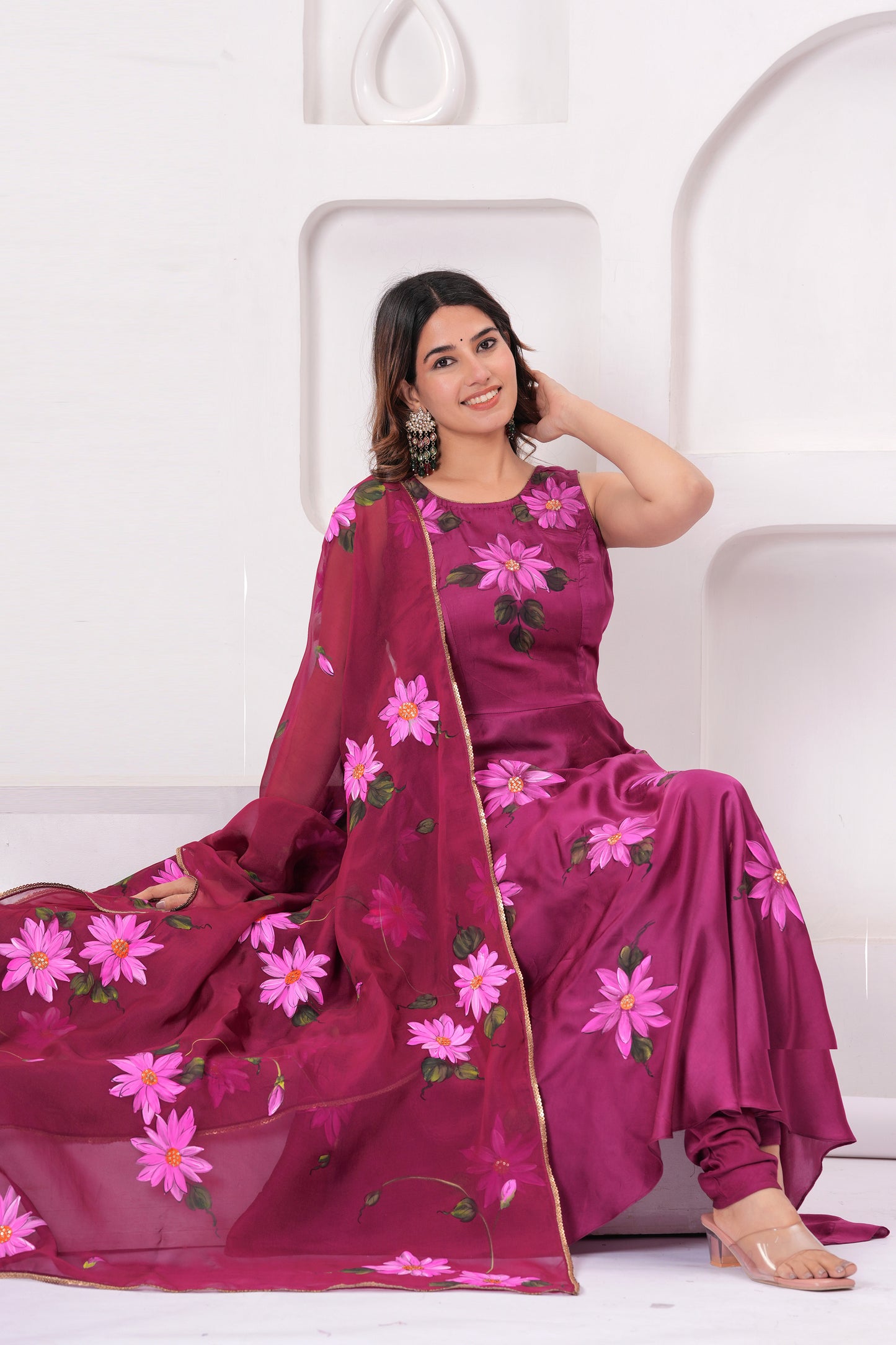 PLUM DAISY FLORAL ANARKALI