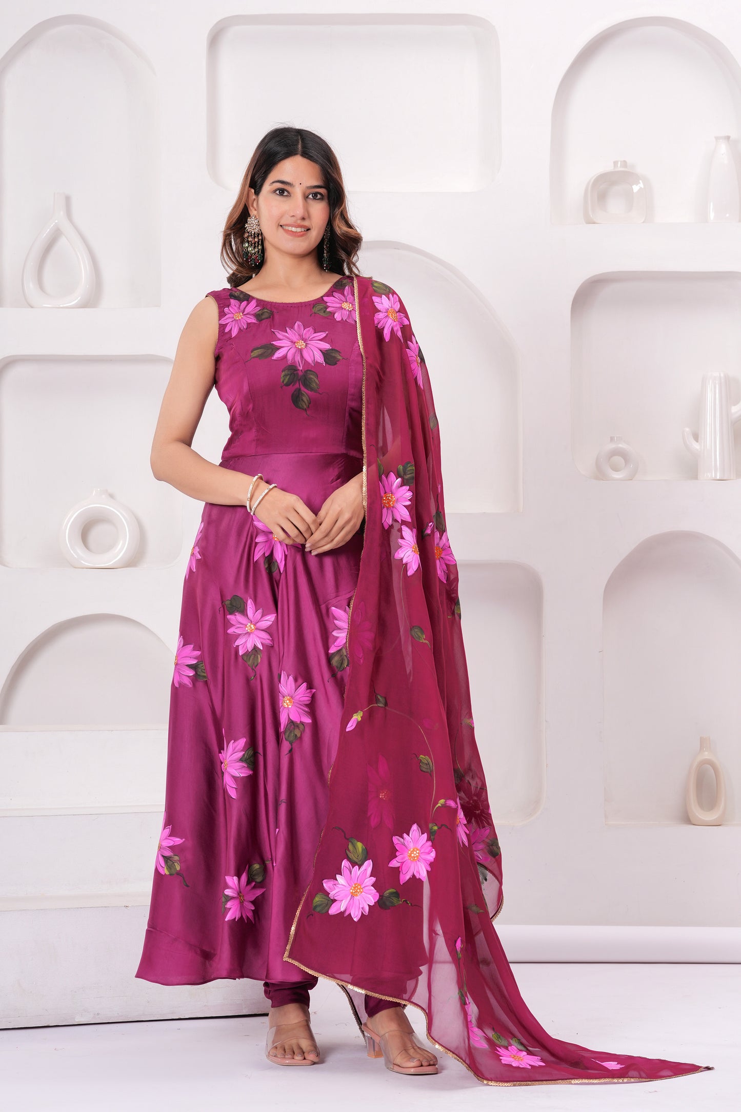 PLUM DAISY FLORAL ANARKALI