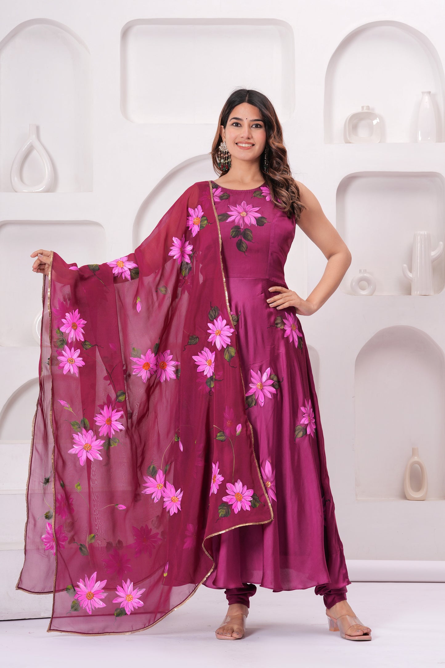 PLUM DAISY FLORAL ANARKALI