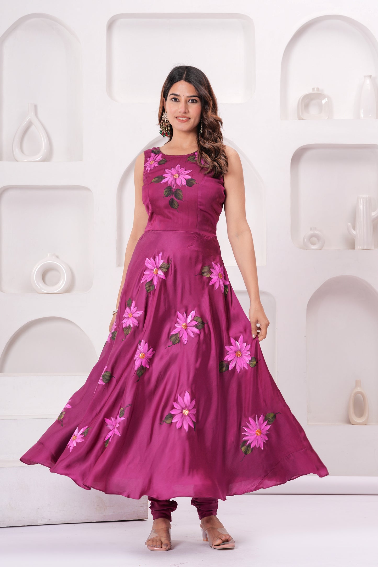 PLUM DAISY FLORAL ANARKALI