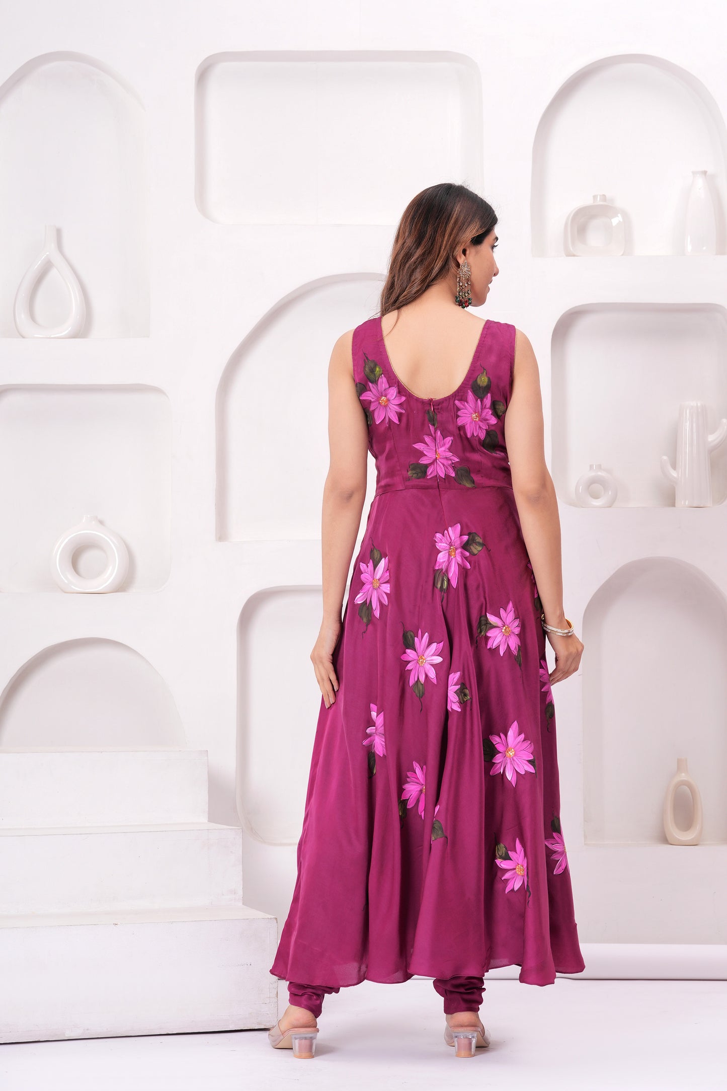 PLUM DAISY FLORAL ANARKALI