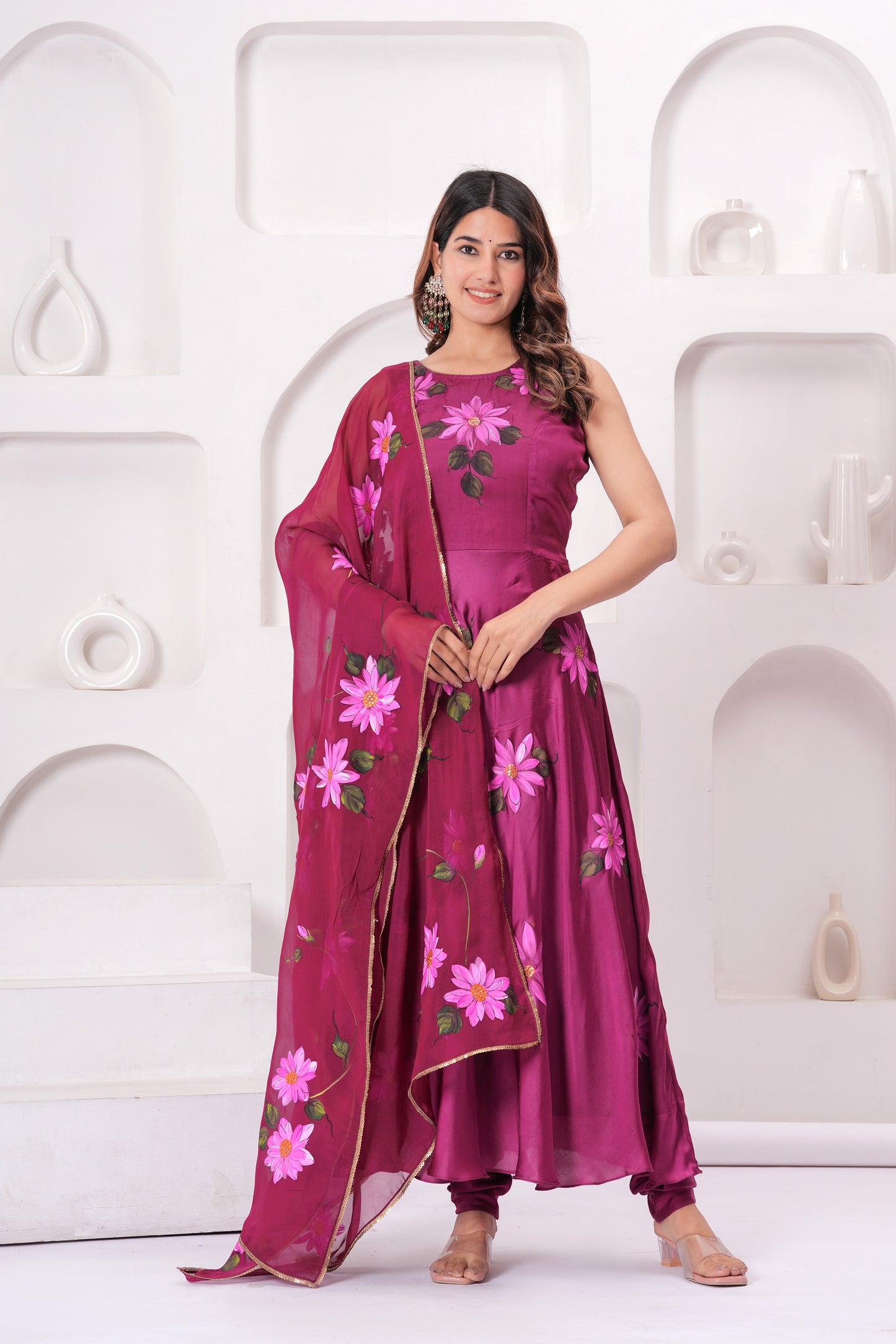 PLUM DAISY FLORAL ANARKALI