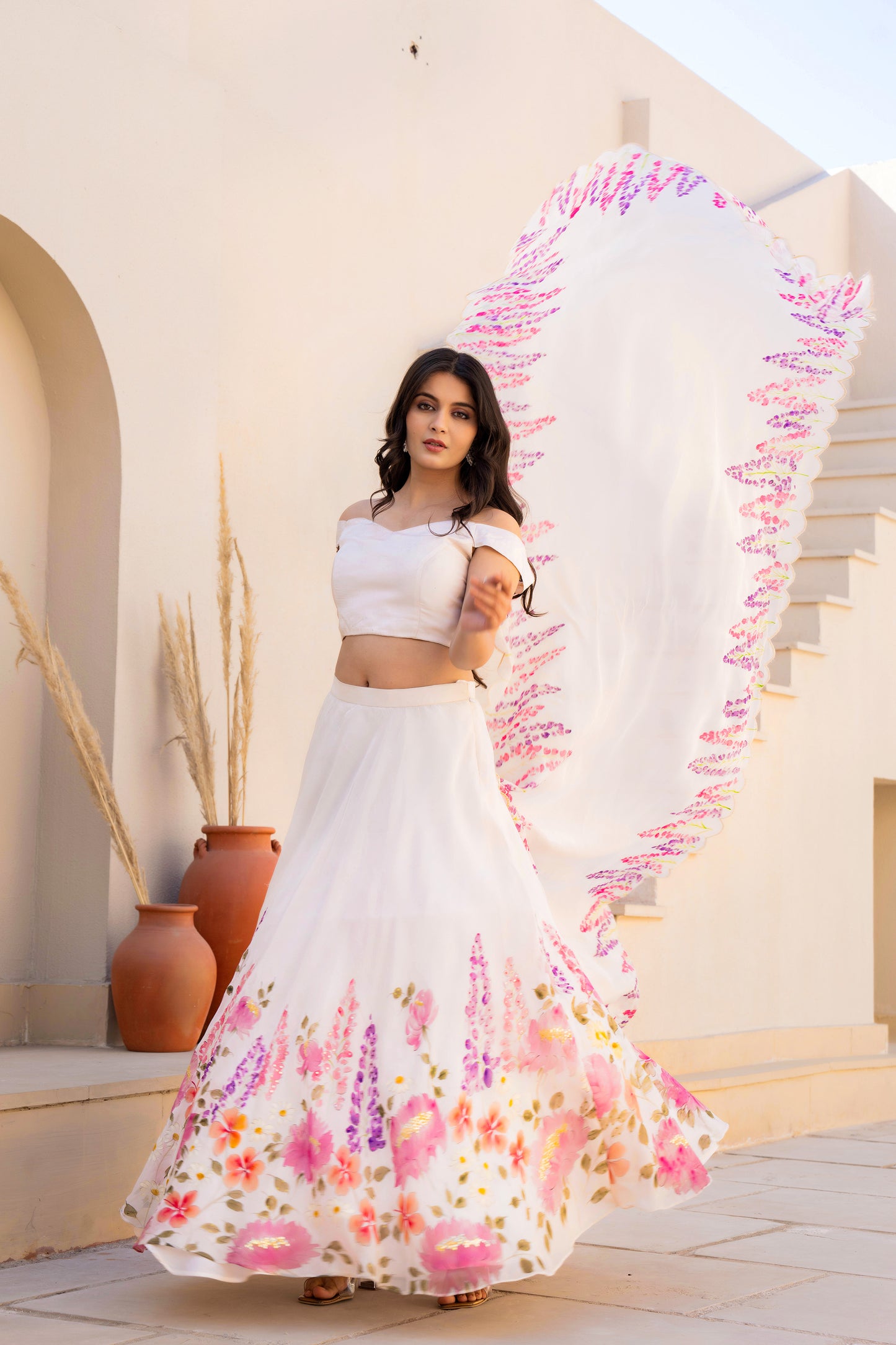 WINTER GARDEN ORGANZA LEHENGA