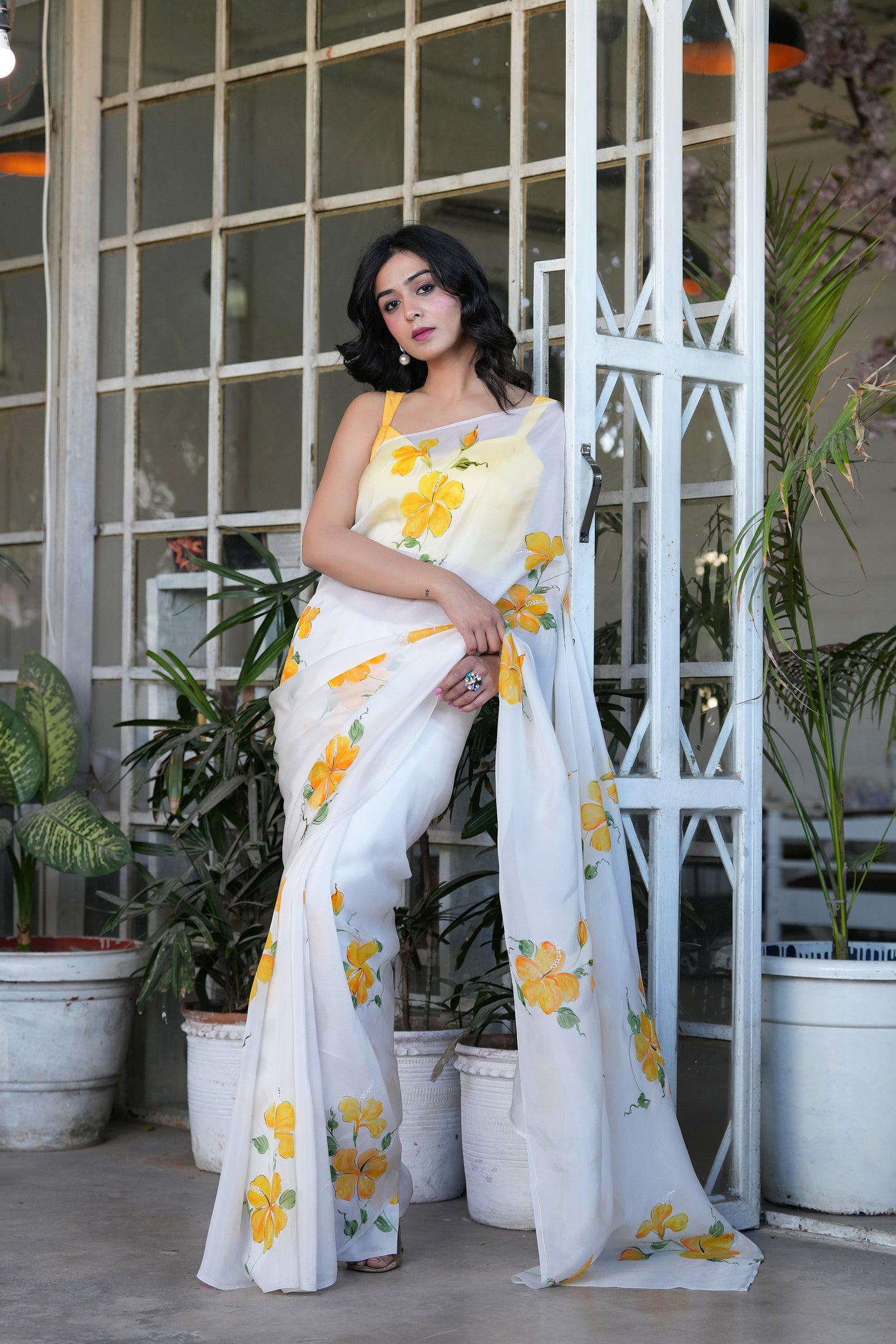 TIMELESS HIBISCUS ORGANZA SAREE