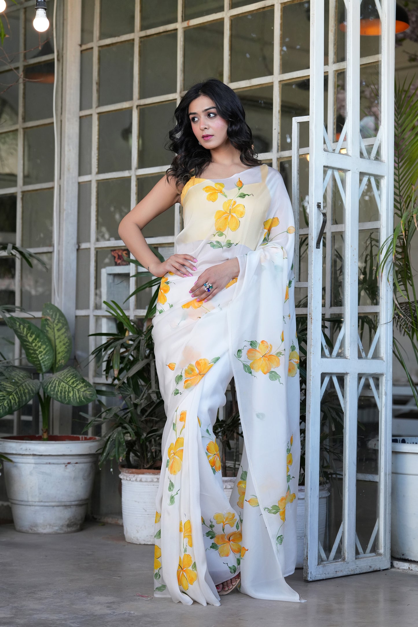 TIMELESS HIBISCUS ORGANZA SAREE