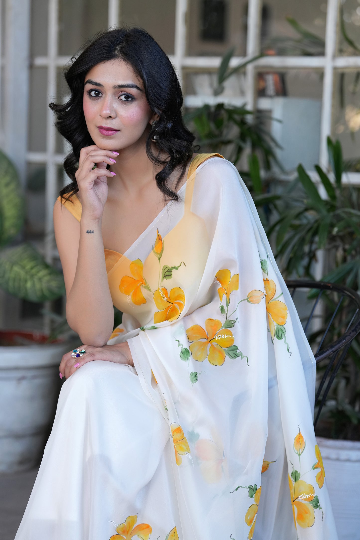 TIMELESS HIBISCUS ORGANZA SAREE