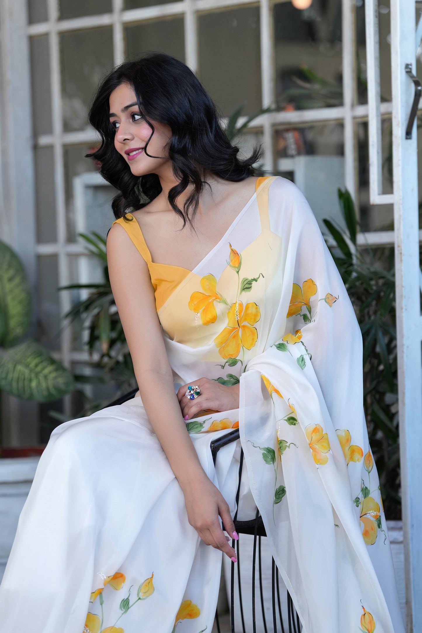 TIMELESS HIBISCUS ORGANZA SAREE