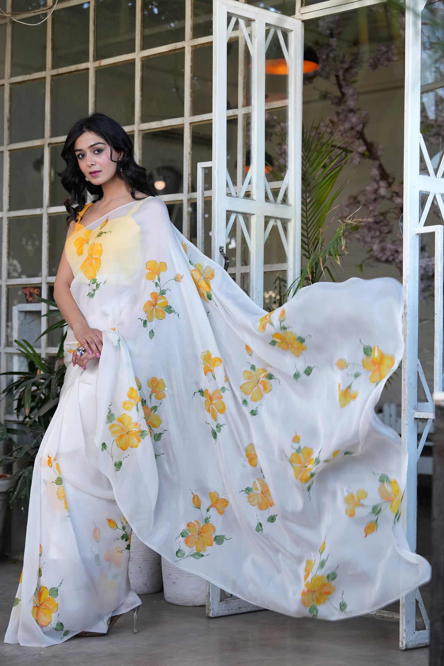 TIMELESS HIBISCUS ORGANZA SAREE