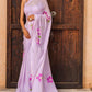 hand painted orchid chinon chiffon saree in lilac  shade enhanced with bead and sequin work.