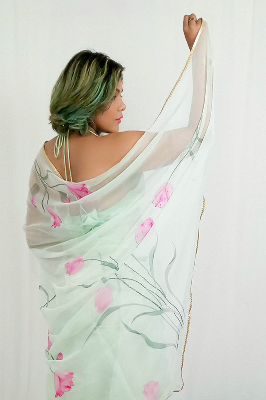 MINT GREEN TULIP SAREE